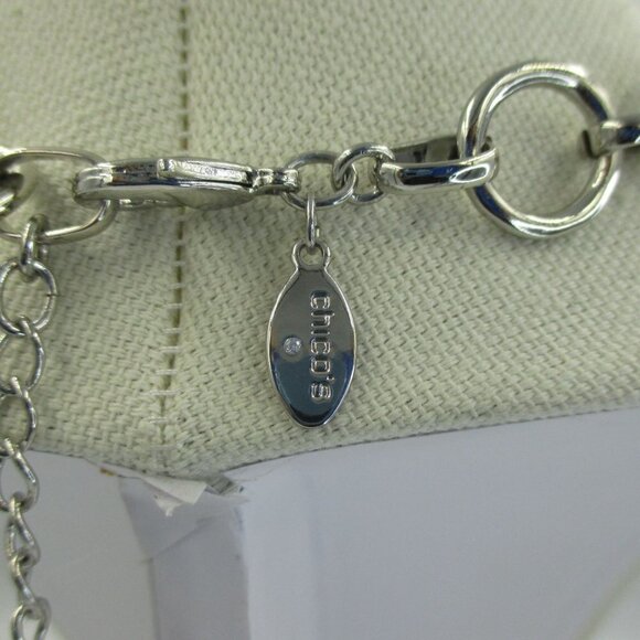 Chico's Silver Hematite Mesh Inserts Bib Necklace Geometric - Picture 8 of 8